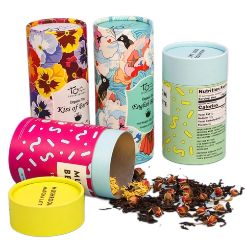 Recycled Food Grade Flower Tea Paper Tube Package